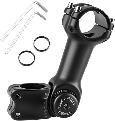 TRIWONDER Attacco Manubrio Regolabile Bici 31,8mm 25,4mm Prolunga e Alza Manubrio con Adattatore per MTB Bici da Corsa, Strada e Città (0~60° - Lunghzza 130 mm (φ25,4 mm))