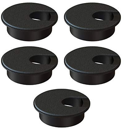 MAHDPRO Desk Grommet 2 Inch (50 mm) Pack of 5-Black ABS Plastic Cable Hole Cover to Arrange Wires & Cords Through Computer Table/Countertops