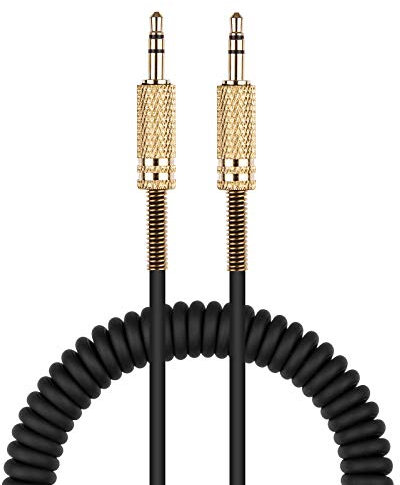 weishan Car Aux Cord, 3.5mm Coiled Male to Male Stereo Audio Cable Aux Cord Replacement for Alexa Dot, Headphones, Home Stereos, Speaker, iPhone, iPad, iPod, 2ft to 8ft Long