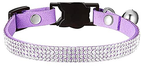 haoyueer Strass Hund Katze Halskette mit Uhr Bling Haustier Welpen Halskette mit weichen Samt Kristall Halskette Mädchen Juwelierte Halskette (lila)
