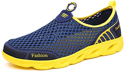Men Women Lightweight Breathable Upper Hole Hole Sole Quick Drying Wading Shoes Water Sports Amphibious Shoes Barefoot Shoes Blue Yellow-43