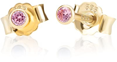 NKlaus Paar 2,5mm 585 Gelb Gold 14 K Ohrstecker Zirkon Butterfly Verschluss Damen Mädchen