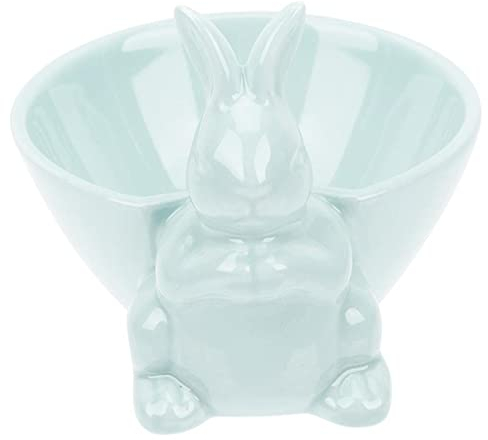 Umerk Creative Plate Ceramic Easter Rabbit Shape Bowl Salad Fruit Snack Bowl Bunny Dessert Food Tray Display Plate (Color : Blue, Diameter : 10x10cm)