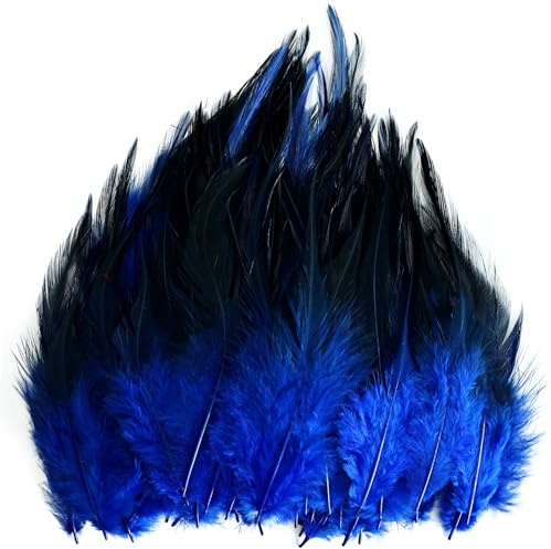 120pcs 5-7 Blue Feathers for Crafts，Saddle Hackle Feather，Rooster Feathers Bulk for Wedding Home Party, Dream Catcher Supplies and DIY Crafts(Blue)
