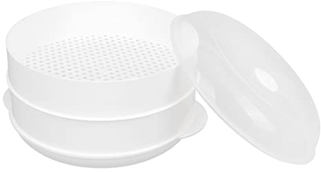 DOITOOL Vaporera De Microondas Doble Capa Utensilio De Cocina Para Verduras y Carnes Para Calentamiento Rápido El Hogar Diseño Práctico y Fácil De Limpiar