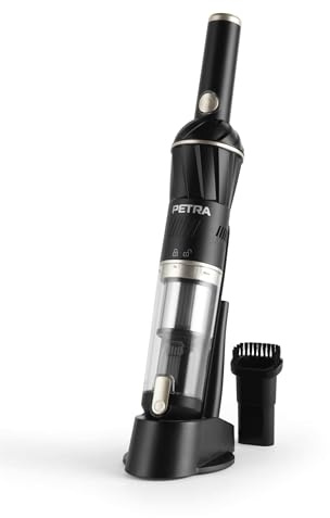 Petra 11,1V Kabelloser Handstaubsauger – mit Ladestation, leicht, kompakt, 100ml Staubbehälter, Auto-Staubsauger, HEPA-Filter, 20 Min Betriebszeit, LED-Bodenbürste, Küchenstaubsauger