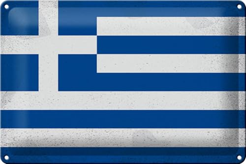 Femer Blechschild Flagge Griechenland 30x20cm Flag Greece Vintage