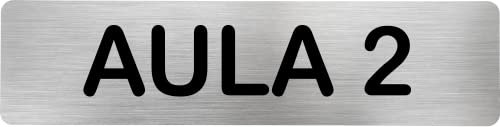 Becral® - Señal de acero inoxidable AULA 2 | Placa puerta INOX | Señal informativa | Cartel Puerta 200X50mm