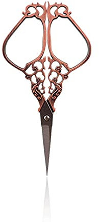 Forbici da cucina Forbici da sarto vintage in acciaio inossidabile da 1 pezzo Forbici da ricamo retrò per cucire floreali (oro rosso bronzo)
