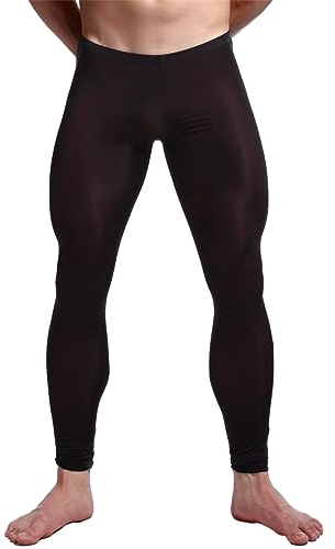 Sexigt nät för män från BaronHong genomskinliga byxor, långa nattbyxor, muskelstrumpbyxor, leggings, svart, M