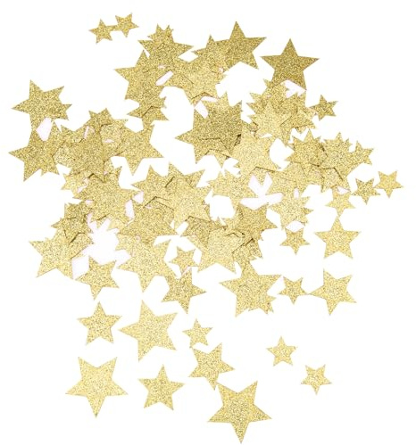 ENLACE Konfetti Weihnachten Streudeko 3 Größen Glitzer Sterne Geburtstag, 100 Stück Goldene Deko Tischdeko, 4cm Streudeko für Weihnachten, Geburtstag, Hochzeit, Silvester
