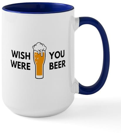 CafePress Wish You were Beer Large Mug 15 oz (444 ml) Ceramic Coffee Mug