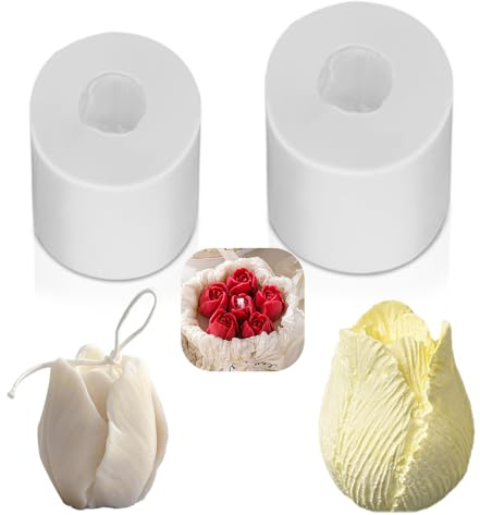 2 Stück Silikonform Blumen Tulpenform Kerzenform Silikon 3D Kerzenform Blumen Kerzen Silikonform für die Herstellung von handgefertigten Duftkerzen, Seifen, Gips Harzhandwerk, etc.