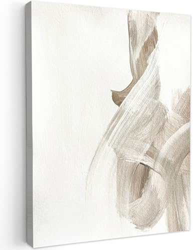 MuchoWow© Bilder Wohnzimmer Deko Modern Wandbild Kunstdruck auf Leinwand | 50x70 cm - Bild Schlafzimmer über Bett Room Decor Geschenke Abstrakt - Moderne Kunst - Beige