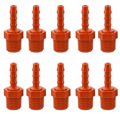 Schlauchverschraubung aus Nylon Außengewinde 1/4 BSPT Ø 5 mm, Packung mit 10 Stück, rot - AWSPLASTIC 1405PAR