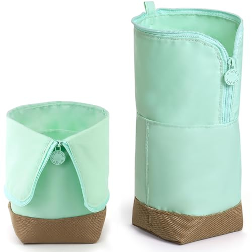 KORSEEN Faltbar Stehend Federmäppen, Mäppchen Große Kapazität, Grün Pencil Pouch Organizer Tasche Schule Büro Äesthetic Supplies für Mädchen Jungen Erwachsene Männer und Frauen 2-in-1 Standmäppchen