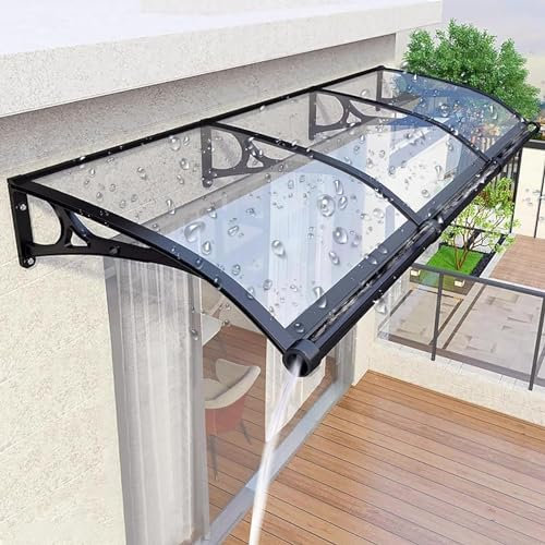 Auvent de porte d'extérieur en aluminium pour porte d'entrée, terrasse, 1,8 m, feuille de polycarbonate résistante à la pluie et à la neige, fenêtres d'abris tempête, idéal pour les auvents de maison,