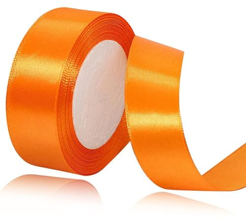 4cm Orange Satinband, Satin Dekoband Präsent Geschenkband Breit Ribbon für Kleid Hochzeit, Taufe und Geburtstag Geschenke,Satin Dekoband, Deko Band Geschenkverpackung, 22.8M…