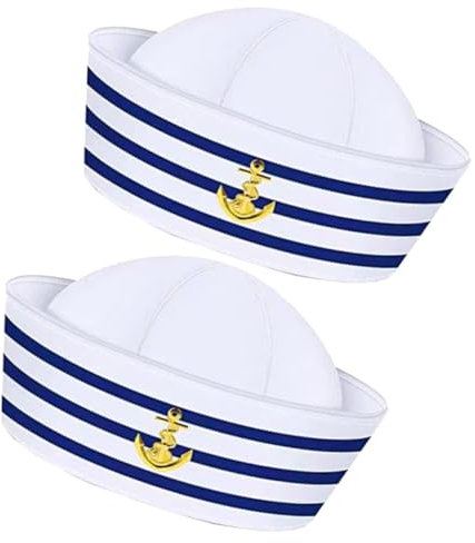 BESTYASH Matrosenkapitänshut Requisiten Matrosenhüte für Erwachsene Bootspartykostüme Cosplay-zubehör Marineblau Gestreifter Hut