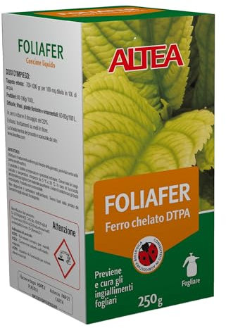 Tecnokit Foliafer Ferro Chelato Per Piante, Concime Ferro Ad Alta Assimilabilità, Cura Ingiallimento Fogliare, Rinverdente Rapido Per Prato, Orto E Frutteto, Agricoltura BIO, Confezione Da 250 gr