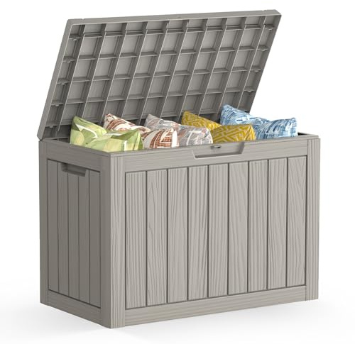 Mars Villa 45 Gallon Outdoor Storage Box, Resin Deck Box Waterproof, Storage Chest for Outside Patio Furniture Cushion, Pool Supply, Garden Tool, UV Resistant and Weatherproof, Greige