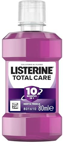 LISTERINE Total Care Mundspülung für unterwegs, vollständiger Schutz mit reinem Minzgeschmack, angereichert mit Fluorid für starke Zähne und gesundes Zahnfleisch in nur zwei Wochen, 80 ml