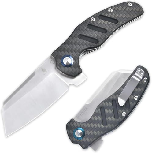 Kizer C01c (XL) Sheepdog Pocket fällkniv, 154 cm sheepsfoot blad, G10 kolfiberhandtag, manuell påslagning, campingkniv med klämma, EDC, inte automatisk jaktkniv, V5488C3