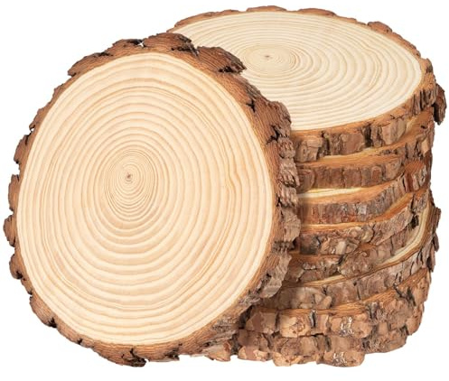 20er Set Holzscheiben 15 cm, Naturholz Kiefer ohne Loch 1cm Dicke, Baumscheiben 14-15cm, Runde Holzstücke zum Basteln, Baumscheiben 15 cm DIY Deko für Hochzeit Weihnachten Tischdekoration