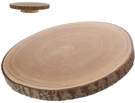 Zerodeko Wooden Round Cake Stand Rustic Dessert Display Platter for Weddings Events Stable Base Elegant Wood Texture for Cakes Cupcakes and Photography
