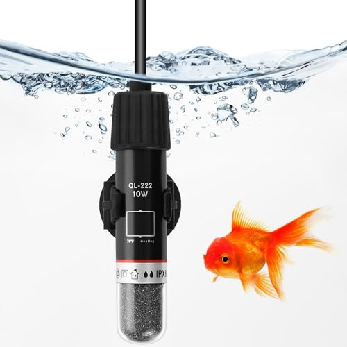 Hioph Mini Fish Tank Heater, Aquarium Heater, 10W Small Fish Tank Heater for Tropical Fish, Water Temperature Controller with USB Cable, Turtle Tank Heater (for tanks less than 20L)