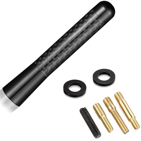 Carbon Fiber Car Antenna, 8cm Universal M4.0 M5.0 M6.0 Screws Stereo SUV FM AM Vehicle Black Short Antenna Compatible with All Cars