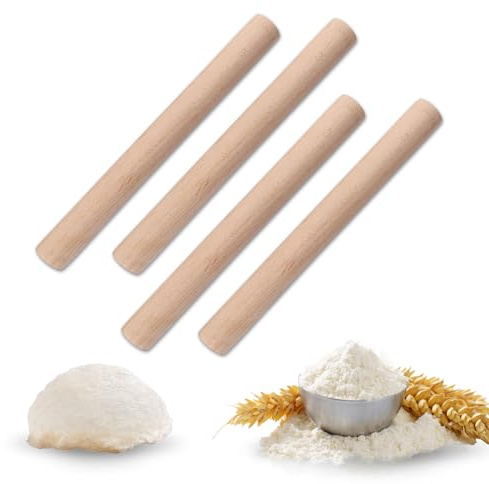 MerwDeeyt 4Pcs Wooden Rolling Pins 30x3.5cm Clay Rolling Pin