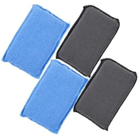 WEKADRIN 4pcs Dual-sided Car Cleaning Sponges Set, Auto Wash and Detailing Scrub Pads with Blue-white Grey-white Colors, Vehicle Interior and Window Cleaning for Home and Garage Use
