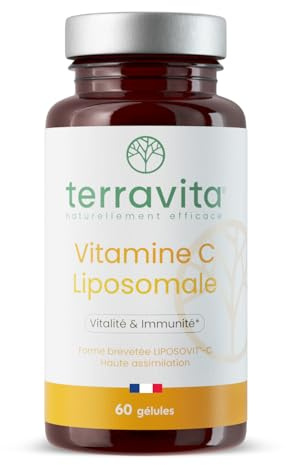 VITAMINE C Liposomale 100% Pure | Forme Brevetée Liposovit-C® | Energie et Immunité avec Assimilation Optimale | Non Irradiée, sans OGM ni Solvants | 60 Gélules Végétales | Made in France | Terravita