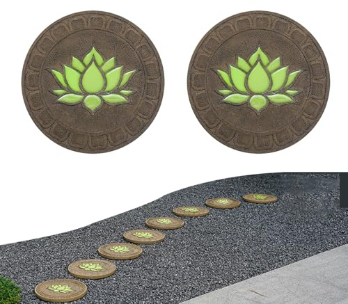 Dalles de jardin rondes phosphorescentes, pavés lumineux en forme de, pour allées de jardins, décoration de jardin chinois, pour maison, villa, jardins et terrasse(2pcs)