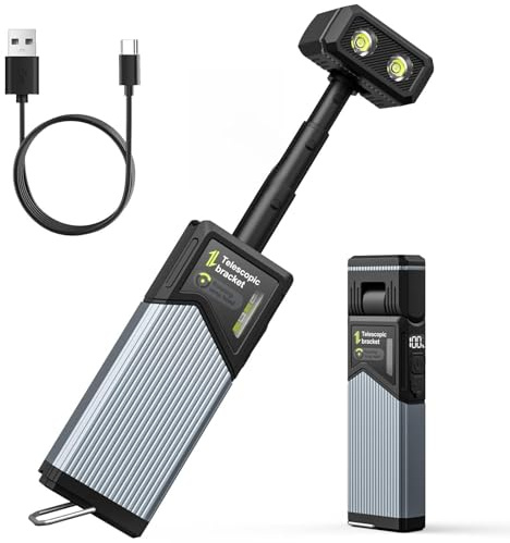 Orbecco Lampe de Travail Télescopique, Led Super Lumineuse et rotative à 270° avec 4 Modes d'éclairage, Magnétique IP44 étanche pour Réparation de Voiturecamping Randonnée Garage et Atelier, Noir