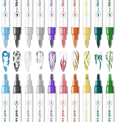 10 Farben 3D Nagellack Stift Set, Doppelspitze Nagelkunststift Schnelltrocknende Nagelspitze Nail Art Pen, Nailart-Graffiti-Stift, Geeignet für DIY-Nageldesign, Punktieren, Malen und Basteln