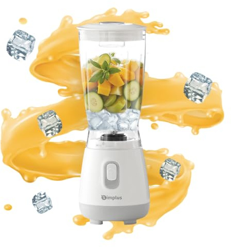 SIMPLUS Blender Mixeur, 600ml Mini Blender, 23000RPM, Gris | 4 Lames Acier Inoxydable, Extracteur de Jus Électrique pour Fruits, Shake, Smoothie et Aliments pour Bébés, Sans BPA