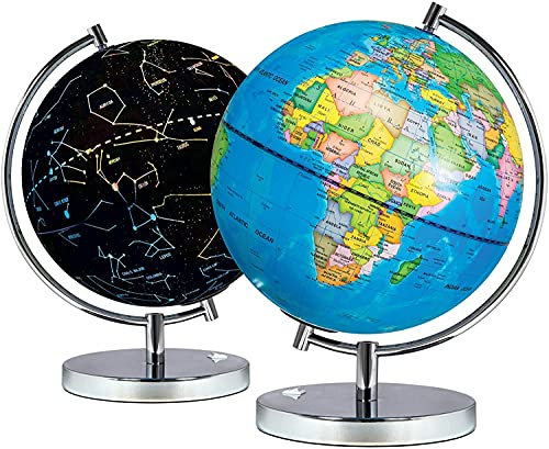 Science Kidz 2 in 1 Light Up Globe For Kids - Illuminated Constellation Light - Educational Childrens World Globe & Bedroom Night Light