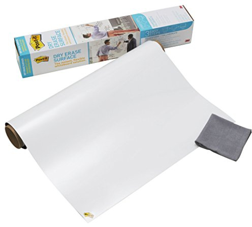 Post-it Super Sticky Dry Erase Film Folie selbstklebend in Weiß – Abwaschbare Whiteboard Folie für alle glatten Oberflächen - 1x Flipchartfolie in 60,9 cm x 91,4 cm
