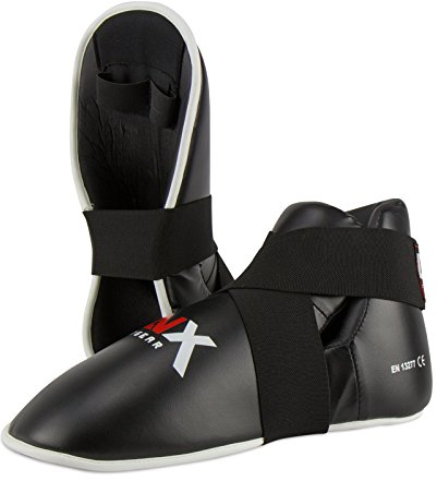 LNX Fußschützer Kickboxen TKD Performance Pro - Safetys Fußschutz Damen Herren Kinder XS S M L XL XXL schwarz rot blau weiß schwarz (001) L