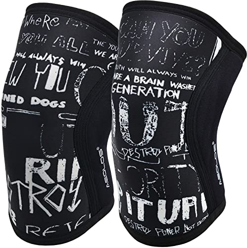 AEOLOS Genouillères (1 paire), genouillères de compression de 7 mm pour haltérophilie, squats, gym et autres sports (XXL, noir)