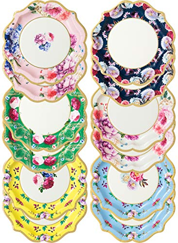 Talking Tables Pack of 12-Size 20cm Vintage Colourful Floral Paper Plates Ideal Afternoon Tea Garden Party Birthday Wedding or Baby Shower, Truly Scrumptious Divine