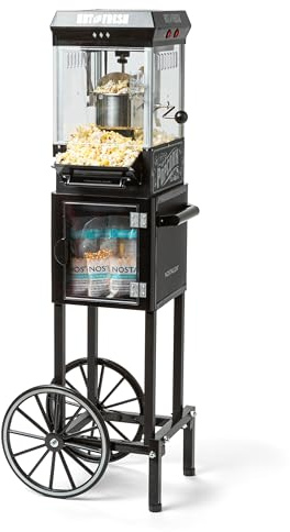 Nostalgia Popcorn Maker Machine - Professional Cart With 2.5 Oz Kettle Makes Up to 10 Cups - Vintage Popcorn Machine Movie Theater Style - Black