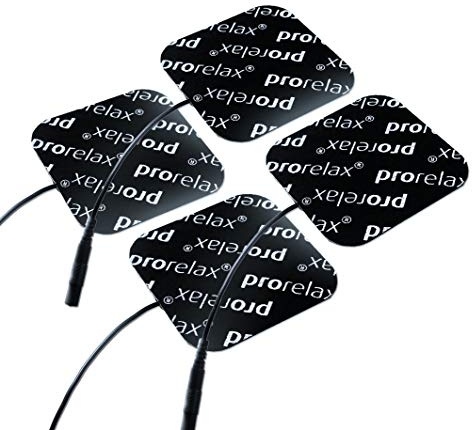 Prorelax 49207 Blackline Elektroden-Pads Ersatzpads für Tens + EMS Geräte, zur elektrischen Muskelstimulation, schwarz, 4 Stück