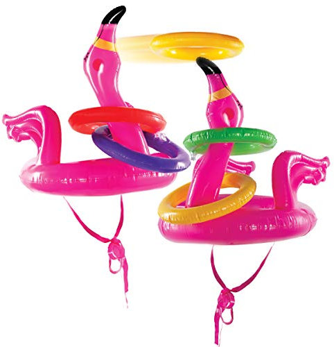 Top Race Flamingo-Ringwurfspiel für Kinder und Erwachsene, aufblasbares Poolspielzeug für draußen–2-teiliges schwimmendes Poolspiel Strand Karnevalsspiele lustiges Poolzubehör für Kinder ab 3 Jahren