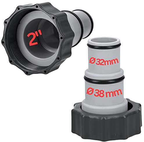 Kalitec Pool Adapter A - Schlauchadapter Pool 38mm und 32mm - Pool Zubehör Schlauchtülle mit Dichtring (2er Set)