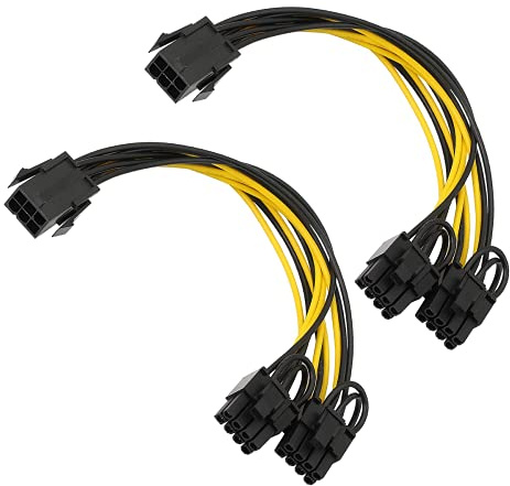 6 stift till 8 stift PCIe-adapter strömkablar, 2-pack 6 stift till dubbla PCIe 8-stift (6+2) grafikkort PCI Express strömadapter GPU VGA Y-Splitter förlängningssladdar gruvvideokort omvandlingskabel
