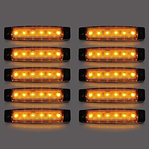 Seitenmarkierungsleuchten, 10 Stück Side Marker Lights Auto-Markierungsleuchten Autoseiten-Anzeigelampen 6SMD LED Vordere Heckleuchte Positionsleuchten 12V für Auto-Wohnmobil-LKW-LKW (Gelb)