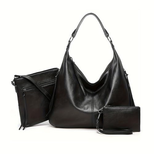 Ashioup Women's Tote Bag Vintage PU Leather Handbags for Women Hobo bags Tote Shoulder Bag with Zipper
